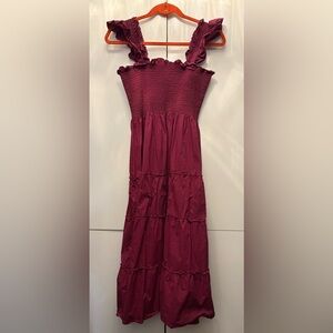 Hill House Ellie Nap Dress Burgundy Cotton M *rare*